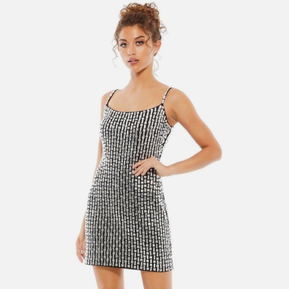 Mac Duggal Rhinestone Embellished Mini Dress